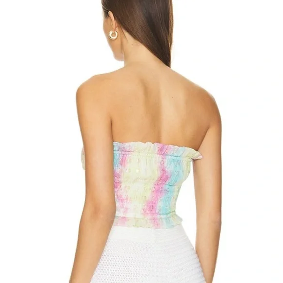 NWT Revolve Majorelle Siesta Key Tie-Dye Metallic Heart Crop Top XL Bandeau - Picture 8 of 9